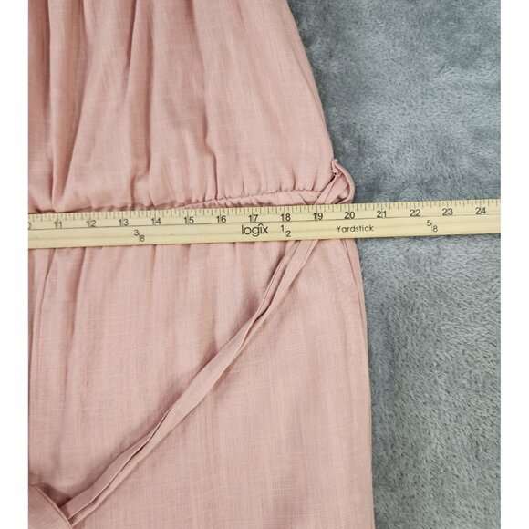 New In Jumpsuit Womens Medium Pink Linen Blend Sleeveless Tie Waist Wide Leg - Picture 5 of 12
